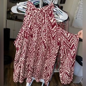 High neck cold shoulder blouse large